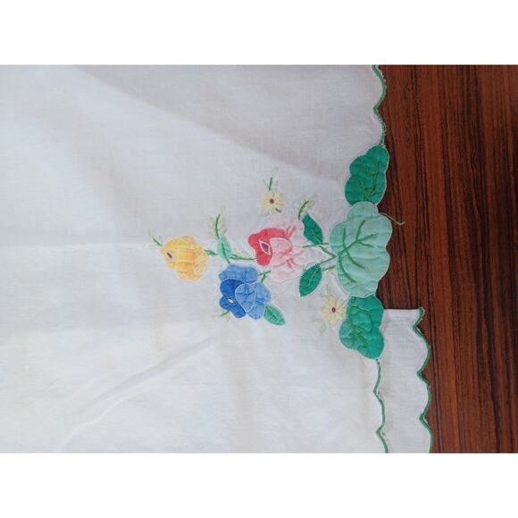 Handmade couch sofa back cover Cloth Flowers Floral Napkins Vintage Lot Of 4 - Picture 5 of 11